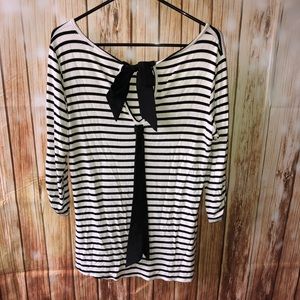 Striped top, Key hole back with bow tie.